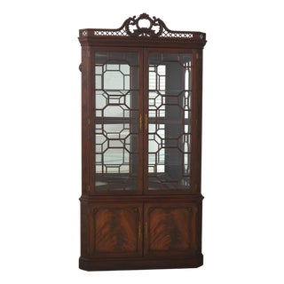 Henkel Harris Chippendale Mahogany Corner China Cabinet For Sale