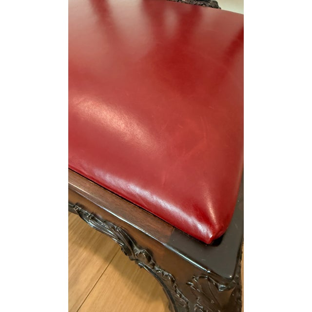 Wood Set of Six Henredon Chippendale-Style Dining Chairs With Red Leather For Sale - Image 7 of 16