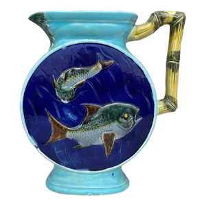 Victorian Majolica Fish Pitcher Holdcroft, Circa 1890