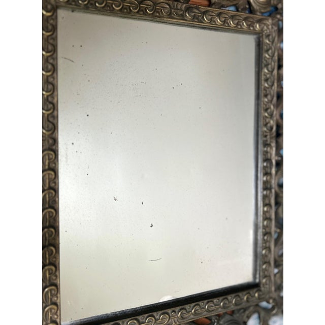 Antique Ornate Rococo Brass Easel Mirror | Victorian Dressing Table Vanity Mirror | Figural Scrollwork Frame For Sale In New York - Image 6 of 6