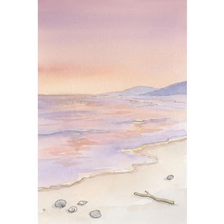 Pastel Coastal Shoreline, Minimalist Beach Seascape Art Print, 24″ × 36″ For Sale
