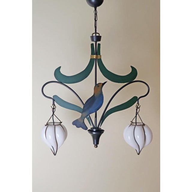 Nightingale Chandelier with Murano Glass Lanterns, 1980s For Sale - Image 6 of 13