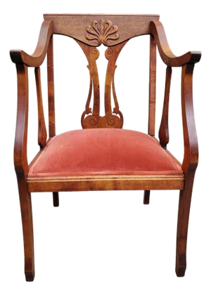 1940s Newspaper Reading Chair With Velvet Seat