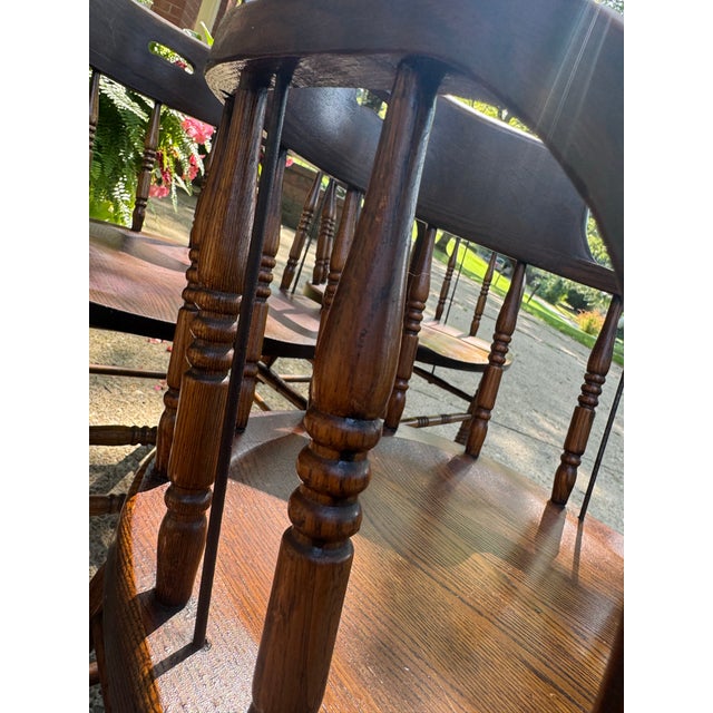 Chestnut Set of Six S. Bent & Brothers Windsor Captain’s Chairs For Sale - Image 8 of 12