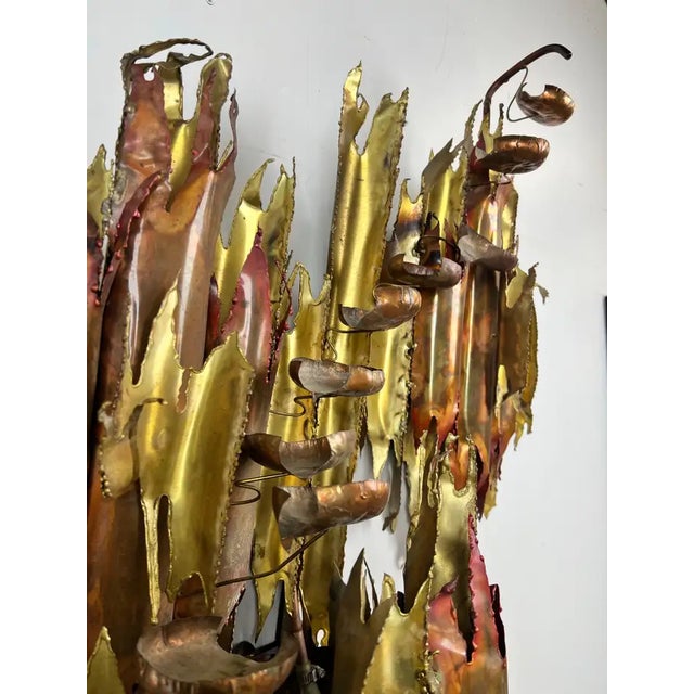 Silas Seandel Brutalist Brass & Copper Sculptural Wall Fountain, 1970s After Silas Seandel For Sale - Image 4 of 7