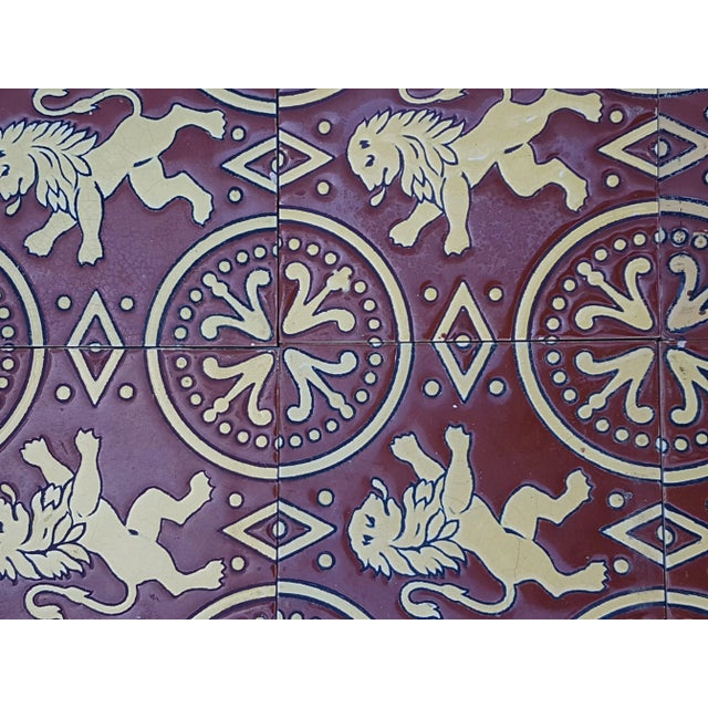 Antique Relief Tile Panel in the Style of J. Parentani, 1890s, Set of 9 For Sale - Image 9 of 10