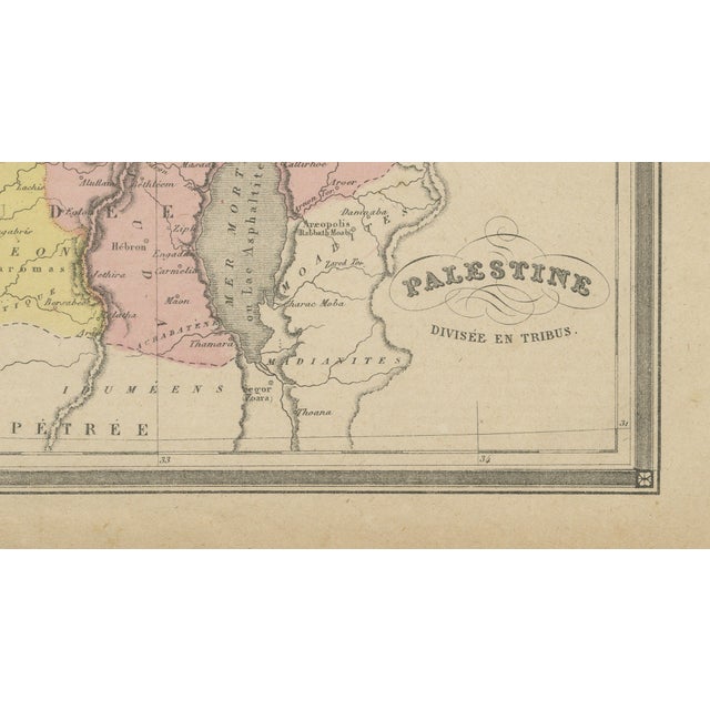Gold Palestine Divided Into Tribes Map with Ancient Jerusalem, Paris, 1850s For Sale - Image 8 of 11