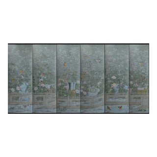 Chinoiserie Murals Hand Painted Wallpaper - 6 Panels For Sale