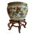 1980s Large Vintage Ceramic Chinese Fish Bowl/Jardiniere Planter With a Coral and Flower Motif, Stand Included For Sale