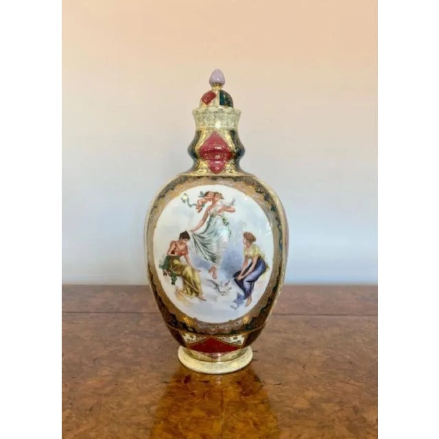 Victorian Porcelain Lidded Vases, 1880s, Set of 2 For Sale - Image 6 of 8