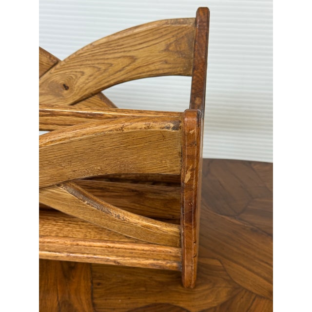 Late 20th Century Oak Wood Sculptural Magazine Rack For Sale - Image 5 of 12