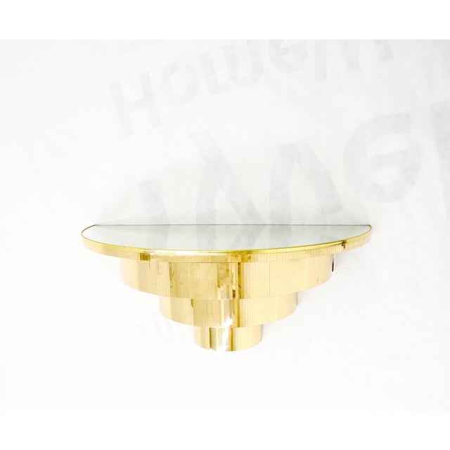 1970s Mid-Century Modern 1970s Petit Demilune Shape Mirror Top Console Table For Sale - Image 5 of 10