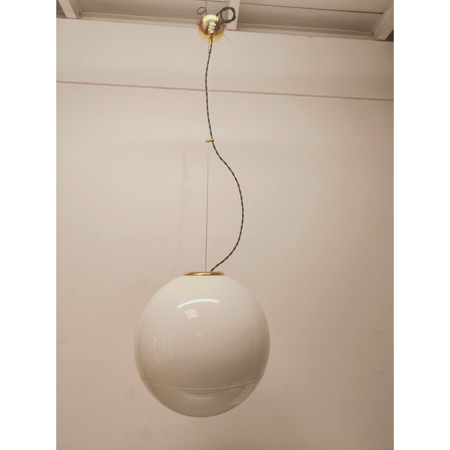 Metal Leucos Suspension with Brass Frame by Roberto Pamio, 1980s For Sale - Image 7 of 16