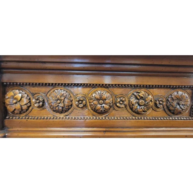 Brown French Louis XVI Style Hand-Carved Limewood Fireplace Mantel For Sale - Image 8 of 12