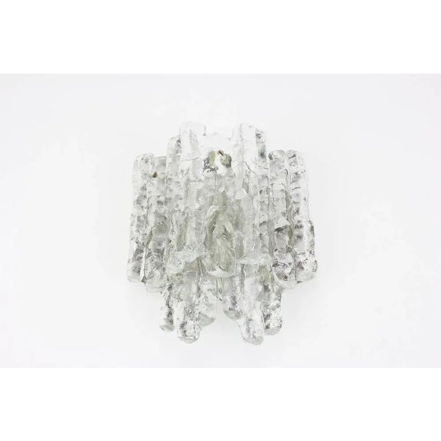 Fantastic midcentury wall sconce with five murano ice glass pieces, made by kalmar, austria, manufactured, circa...