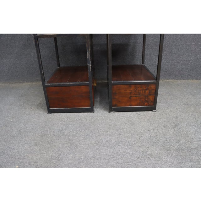 Brown Pair of Henredon Acquisitions Iron & Mahogany Étagère Bookcases For Sale - Image 8 of 17