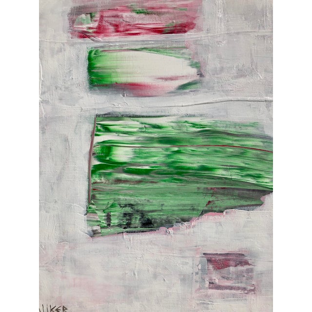 A completely unique and original abstract artwork on stretched canvas. Multiple layers of acrylic paint comprise this airy...