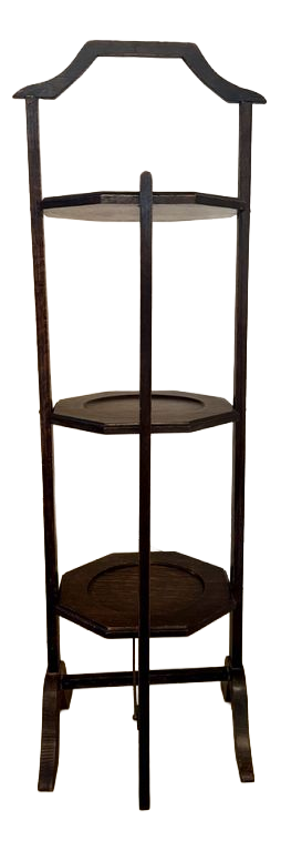 Antique Edwardian Oak Folding Cake Stand, 1900s