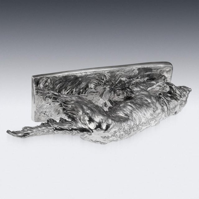 Silver Continental Artist, Hunting Setter Dog Statue, 1910s, Silver Plated Metal For Sale - Image 8 of 18