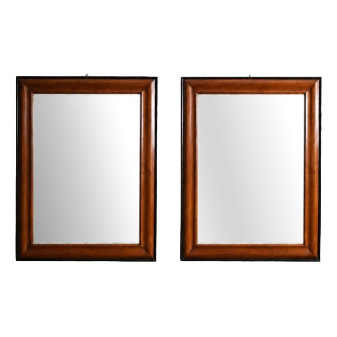 Bicolor Wood and Ebonised Wood Mirrors, Set of 2 For Sale