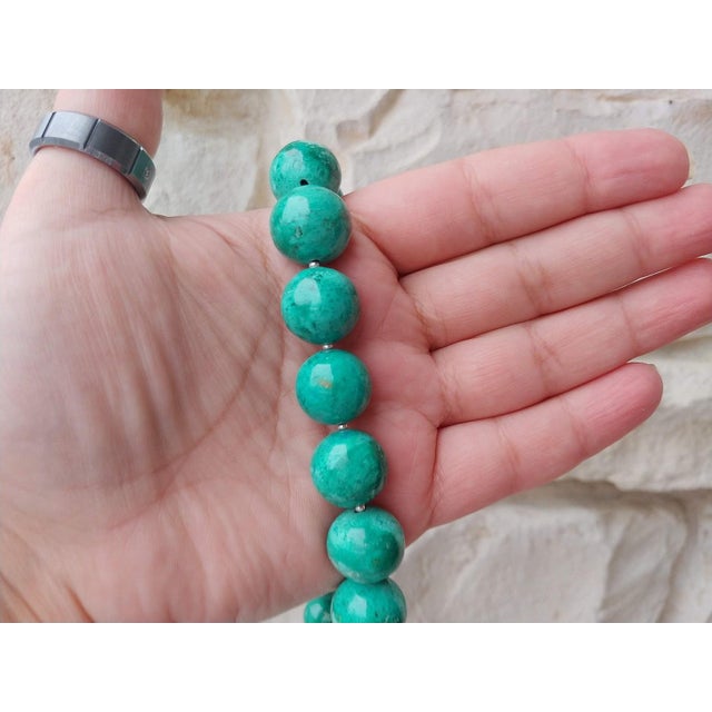 Arizona Chrysocolla Beaded Necklace With Sterling Silver Chrysocolla Clasp, 18" For Sale - Image 10 of 10