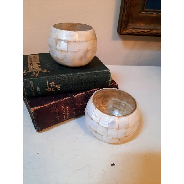 Early 21st Century Mother of Pearl Mosaic Candle Holders Set For Sale - Image 5 of 5