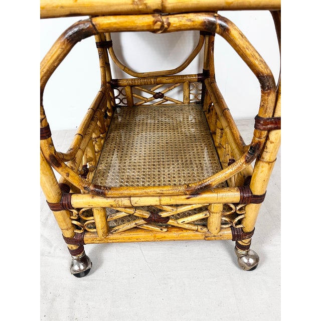 Vintage Brighton Bamboo Rattan Bar Cart For Sale - Image 11 of 12