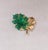 1960s goldtone over sterling textured leaf with green glass leaf overlapping it brooch with security clasp. Marked "NAPIER...