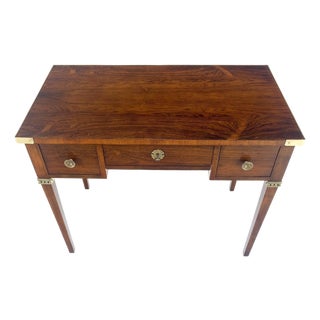 Baker Very Fine All Rosewood & Brass Gallery Trim Petit Desk Console Table MINT! For Sale