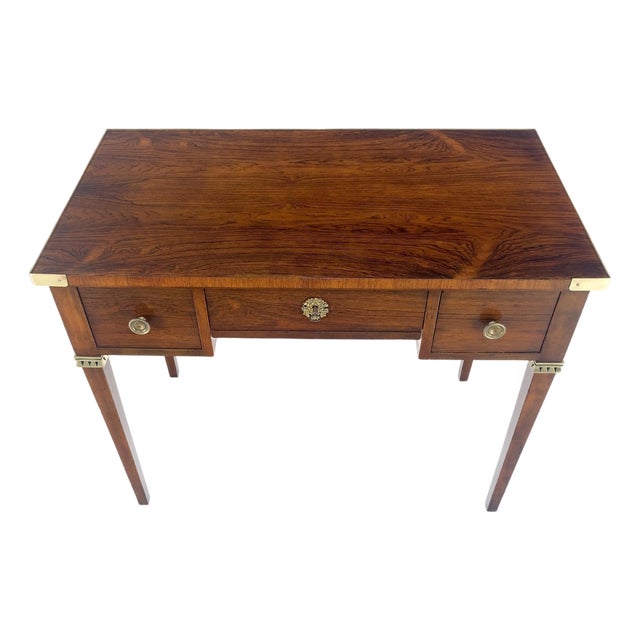 Baker Very Fine All Rosewood & Brass Gallery Trim Petit Desk Console Table MINT! For Sale