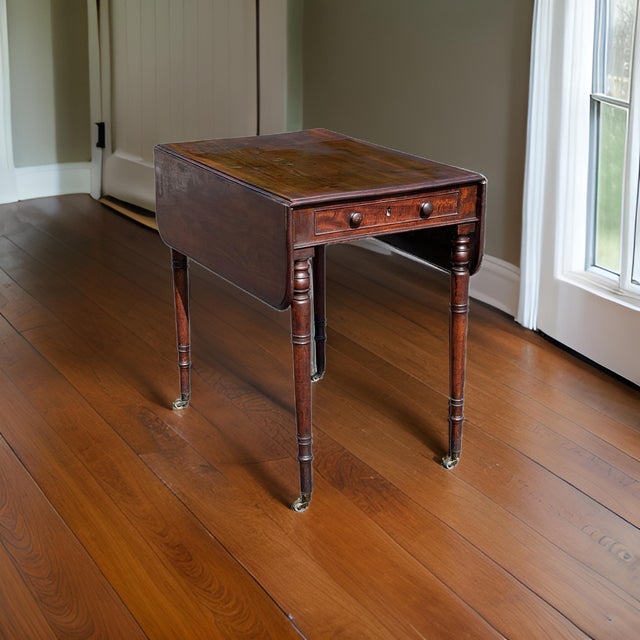 Wood Antique Mahogany George III Sheraton Drop Leaf Table C. Late 18th Century For Sale - Image 7 of 8