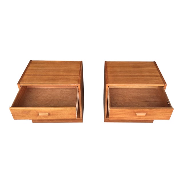 Wood Restored 1960s Danish Modern Teak Nightstands – Pair of Scandinavian Bedside Tables For Sale - Image 7 of 15