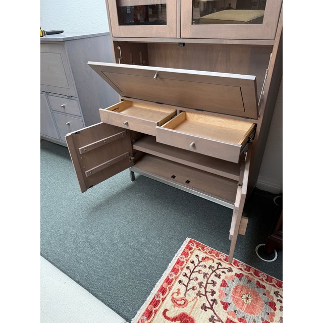 2010s Room & Board Linear Collection Bespoke Cabinet With Secretary, Shell Stain For Sale - Image 5 of 12