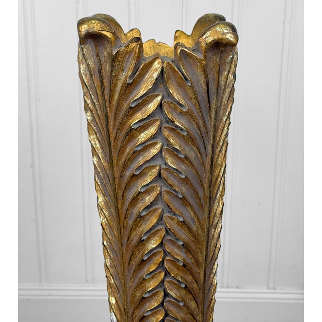 Vintage Hollywood Regency Rococo Palm Leaf Floor Urn Vase - 28" For Sale - Image 6 of 10