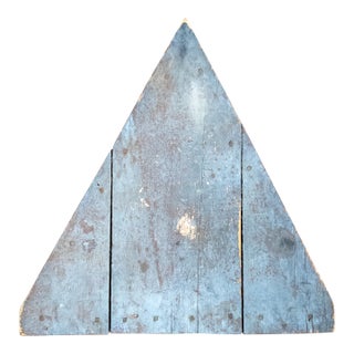 19th Century Rustic Primitive Blue Painted Sculptural Triangular War Decoration For Sale