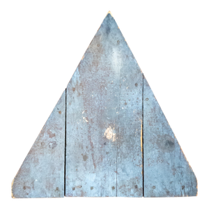 19th Century Rustic Primitive Blue Painted Sculptural Triangular War Decoration