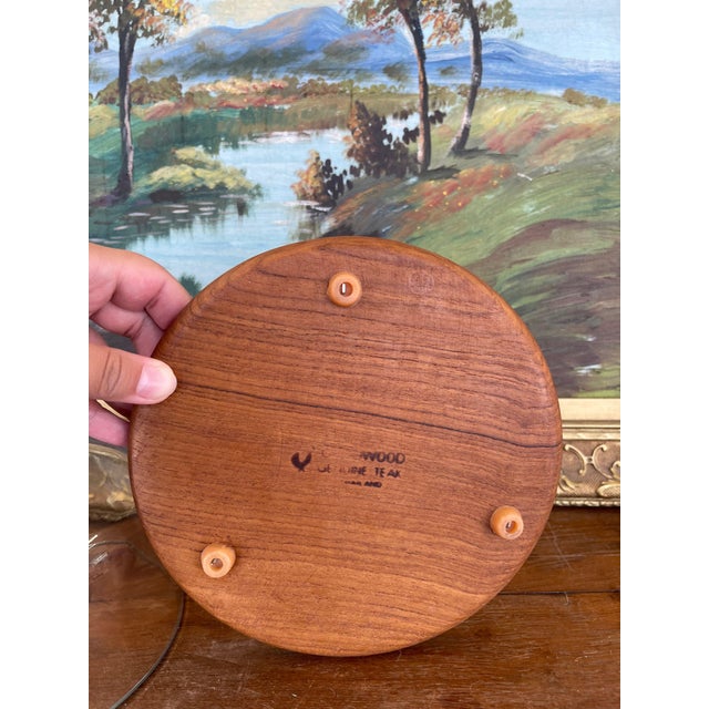 Wood Vintage Mid-Century Modern Glass and Teak Cheese Dome by Goodwood Thailand For Sale - Image 7 of 9