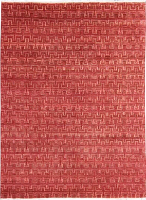 Keivan Woven Arts, Ape-3077, Modern Red Rug 8'1 X 10'3