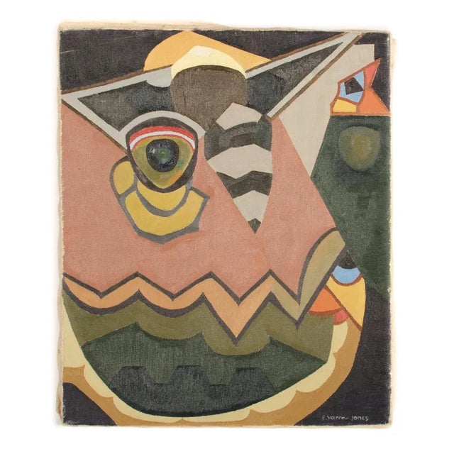 Early 20th Century "Le Crepuscule" Modernist Abstract Shapes Oil Painting by Ernest Yarrow-Jones For Sale - Image 10 of 10