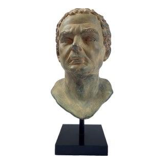1990s Classical Greco Roman-Style Portrait Bust, on Stand For Sale
