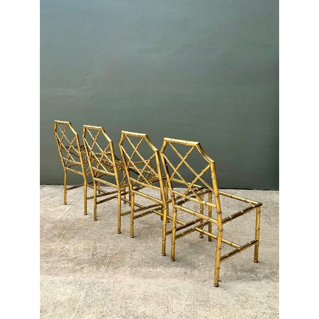 Vintage Italian Faux Bamboo Brass Dining Chairs - Set of 4 For Sale - Image 13 of 18