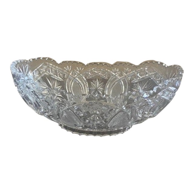 Antique Oblong, Cut Glass Fruit Bowl For Sale