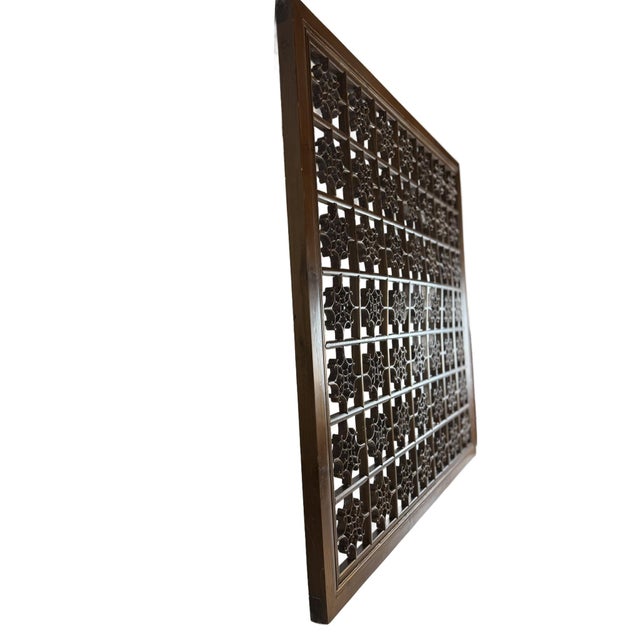 Wood Decorative Wooden Lattice Panel With Geometric Fretwork Design For Sale - Image 7 of 10
