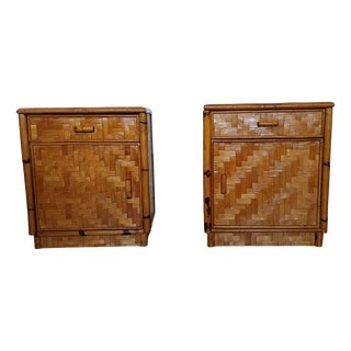 Bamboo Bedside Tables, 1970s, Set of 2 For Sale