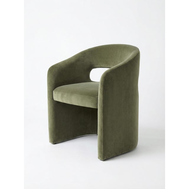 Mid-Century Modern Custom Designer Barrel-Back Green Velvet Dining Chairs, Set of 10 For Sale - Image 3 of 5