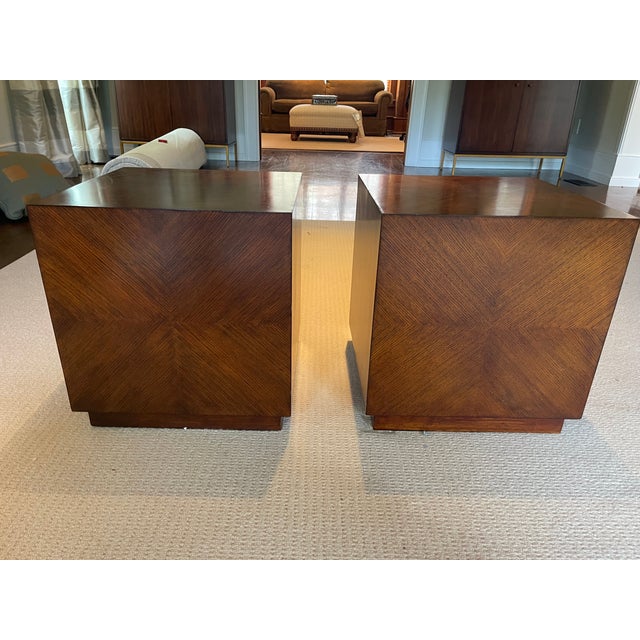 Vintage Mitchell Gold Style Cube Side Tables—A Pair For Sale - Image 10 of 12