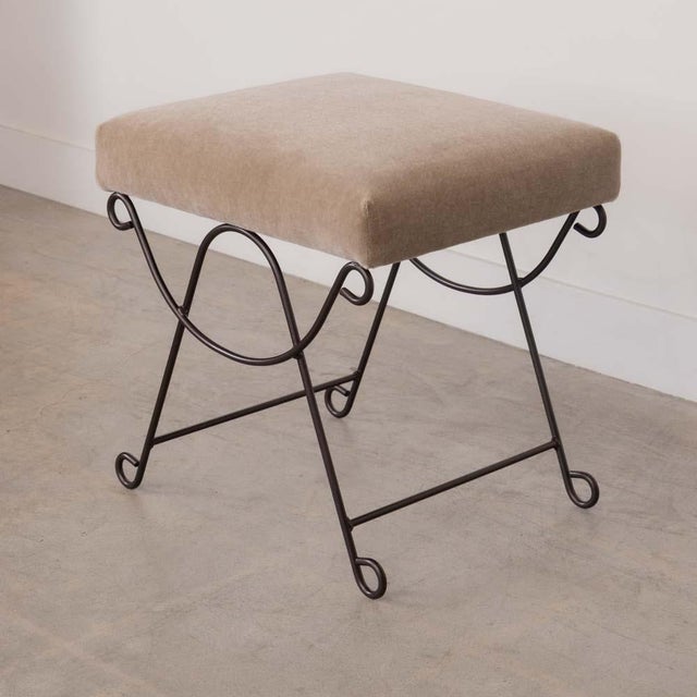 Panoplie Iron Loop Stool, Brown Mohair For Sale - Image 4 of 10