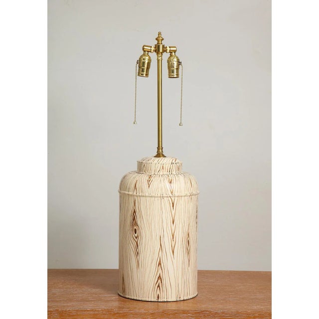 Bespoke Pair of Tole Faux-Painted Canister Lamps. Please view our other listings for this piece in various finishes....