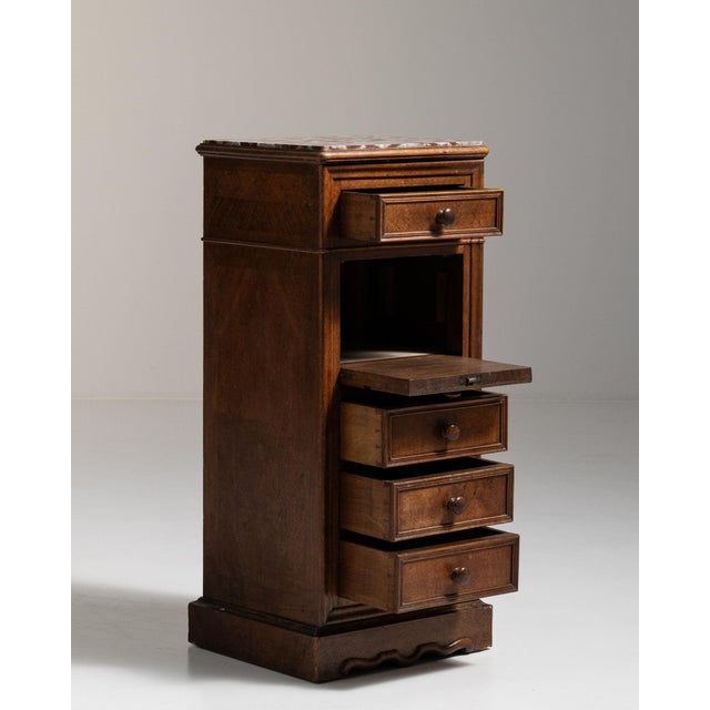 19th Century France Rich Walnut Brown Narrow Walnut Semainier For Sale - Image 10 of 11