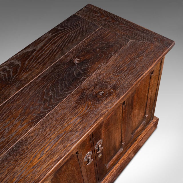 Brown Large Antique Dresser Base, English, Oak, Gothic Revival, Window Seat, Victorian For Sale - Image 8 of 12